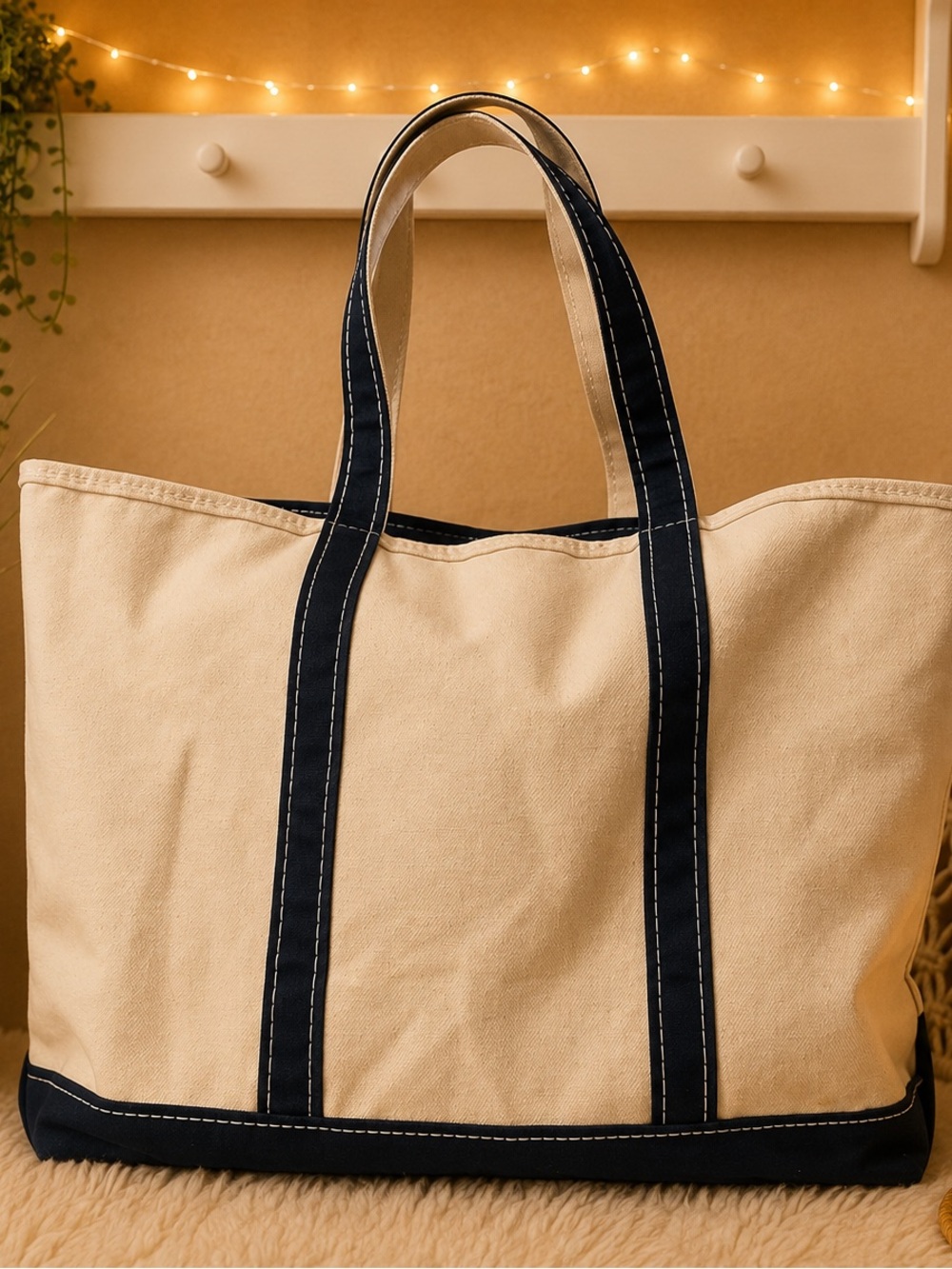Vintage✨LL Bean USA Boat and Tote Canvas Bag Medium 1980s EUC! Y2K MAINE - Picture 1 of 9